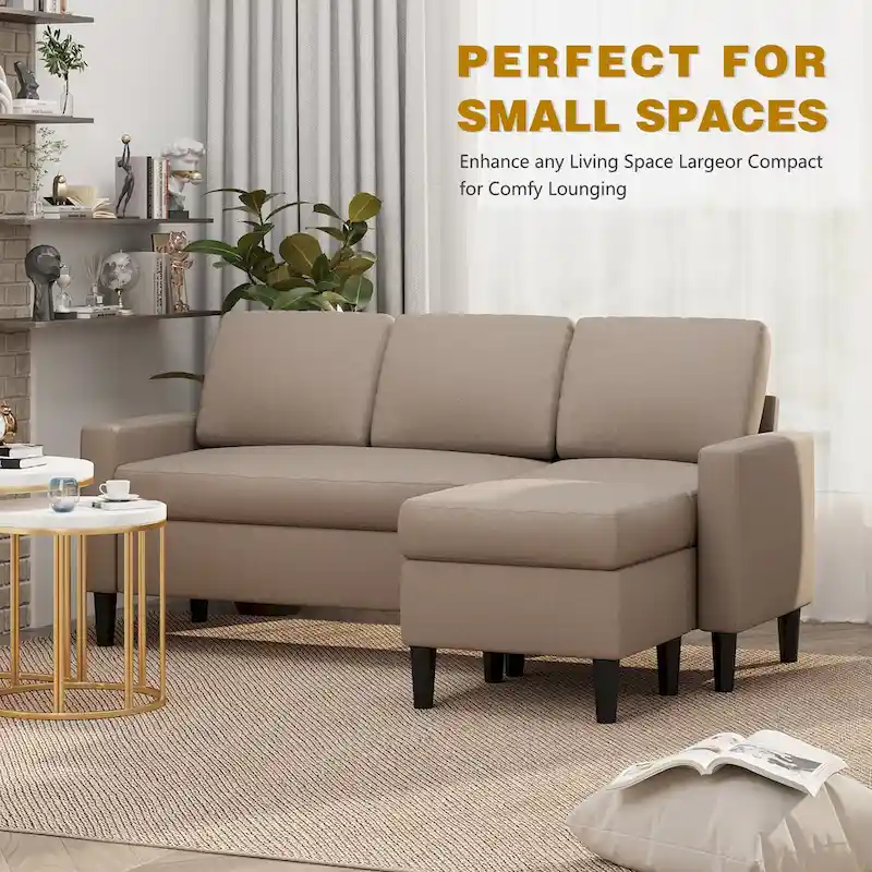 Futzca 74 Convertible Sectional Sofa Couch, Small L-Shaped Sofa