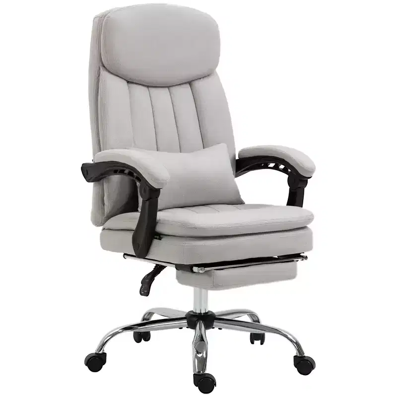 Executive Office Chair with Vibration Massage, Microfibre Swivel Desk Chair, Heated Reclining Computer Chair with Lumbar Support Pillow, Footrest