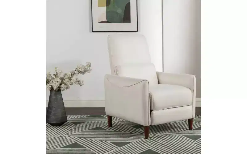 Upholstered Recliner Chair with Rubberwood Tapered Legs, Living Room Accent