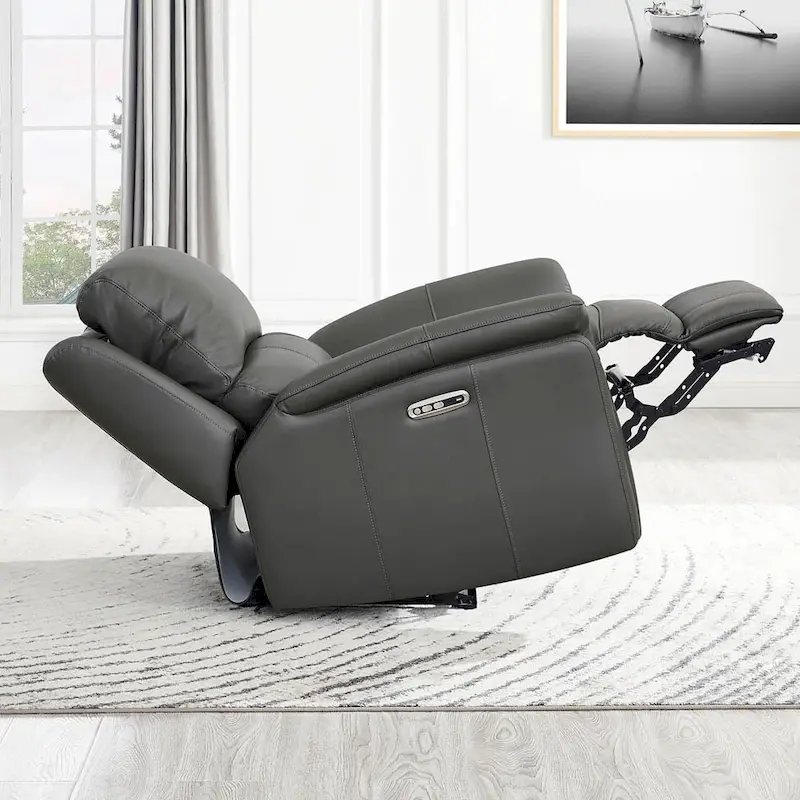 Hydeline Erindale Zero Gravity Power Recline and Headrest Top Grain Leather Sofa