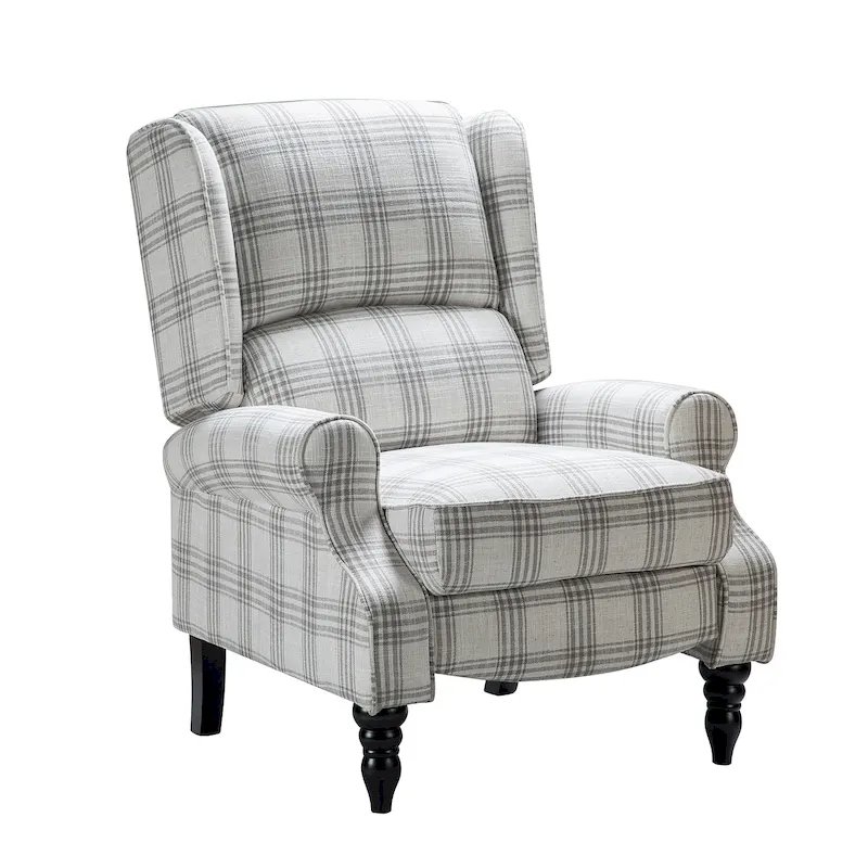 Olympus Upholstered Classic Manual Wingback Recliner with Solid Wood Legs by HULALA HOME