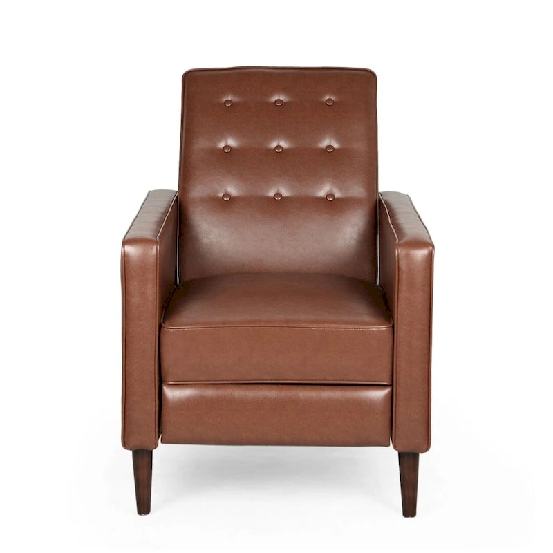 Mid-Century Modern Fabric Recliner Chair with Birch Legs by Christopher Knight Home