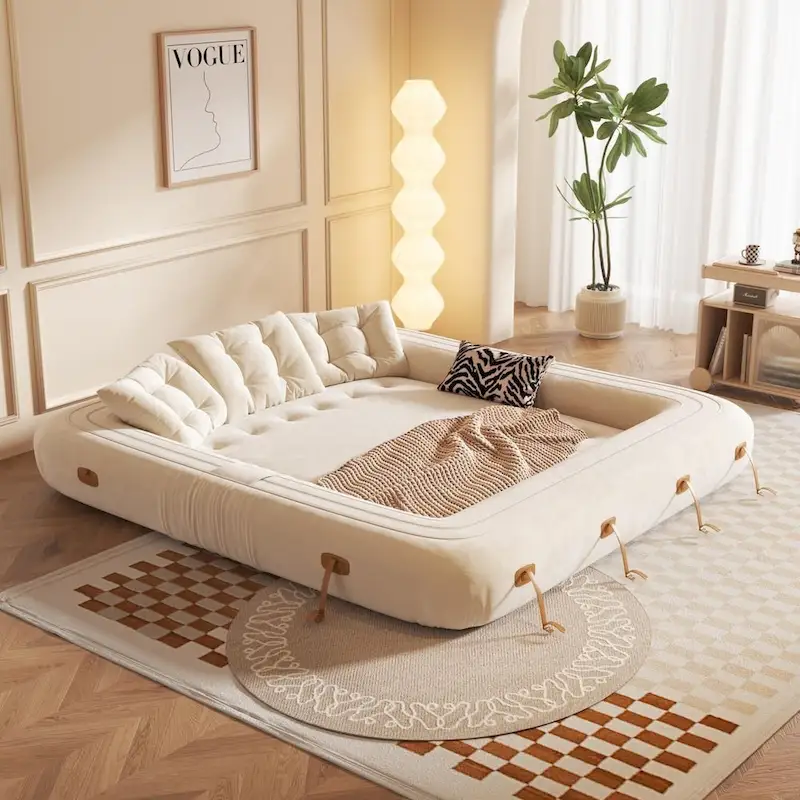 JASIWAY Modern Convertible Sleeper Sofa Chair Bed, White