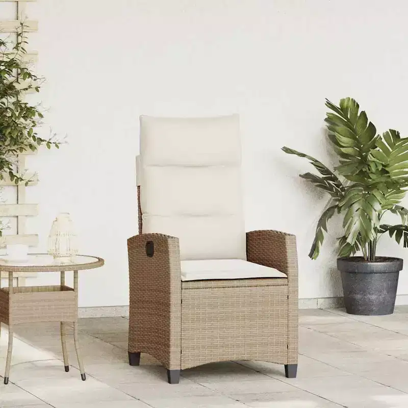 vidaXL Reclining Garden Chair PE rattan, powder-coated steel Medium