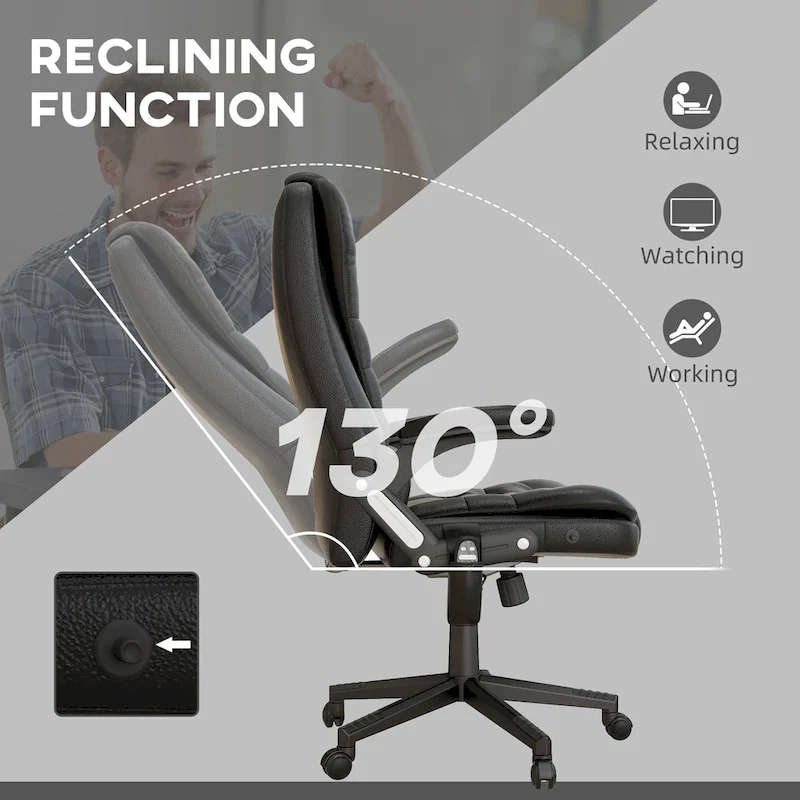 HOMCOM High Back Vibration Massage Office Chair with 6 Vibration Points, Beige