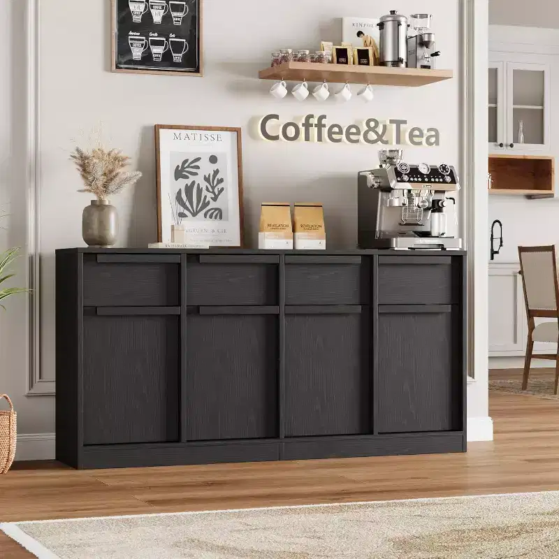 62.4 Sideboard Buffet - 4-Drawer Storage Cabinet for Kitchen, Dining Room & Living Room