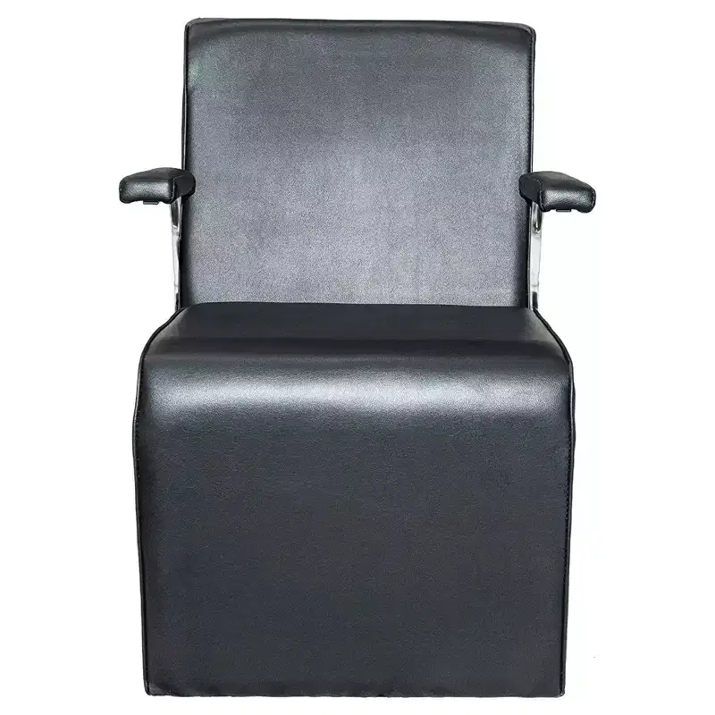 PureSana Chromium Anastasia Vinyl Professional Platform Hair Dryer Chair with Back Cutout for Hair Drying Systems and Steel Handles, Black