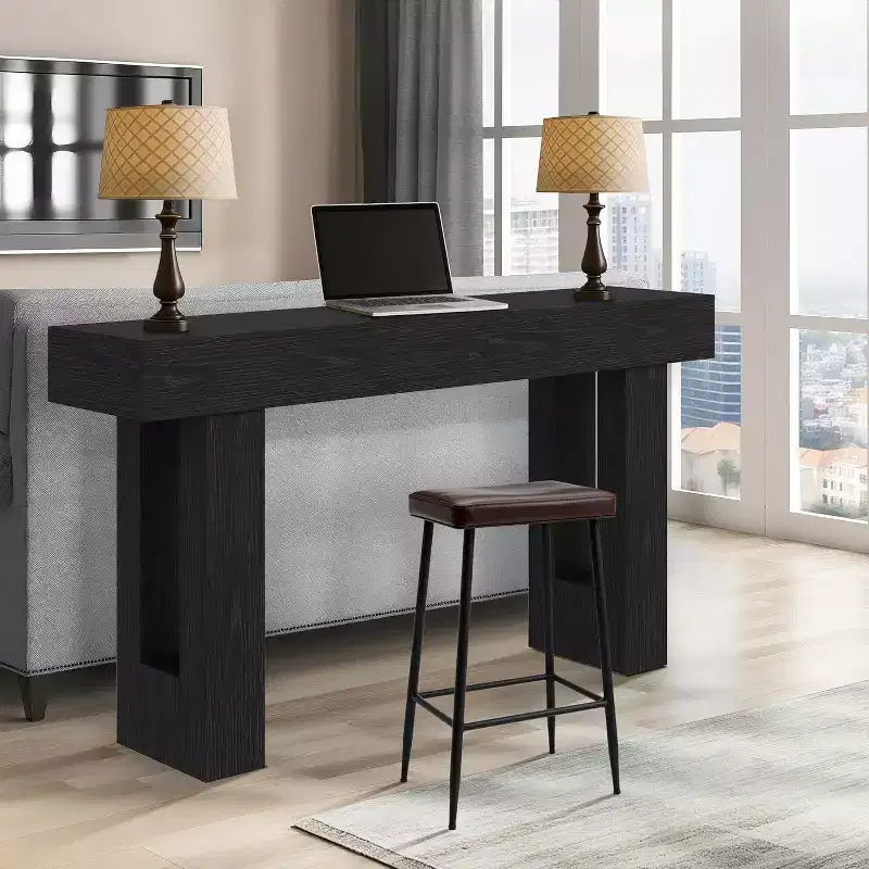 63 Farmhouse Console Table, Long Sofa Table Behind Couch, Wooden Entryway Table