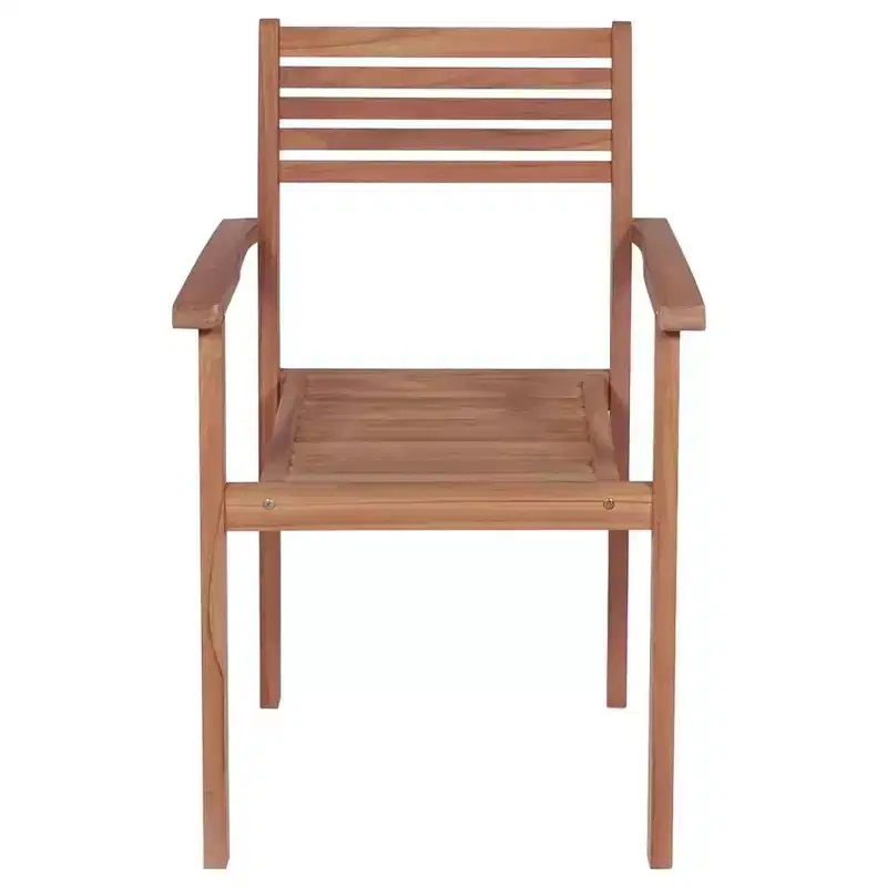 vidaXL Teak Wood Stackable Patio Chairs with Cushions - Set of 6 - Weather-Resistant, Easy Assembly, Versatile Design