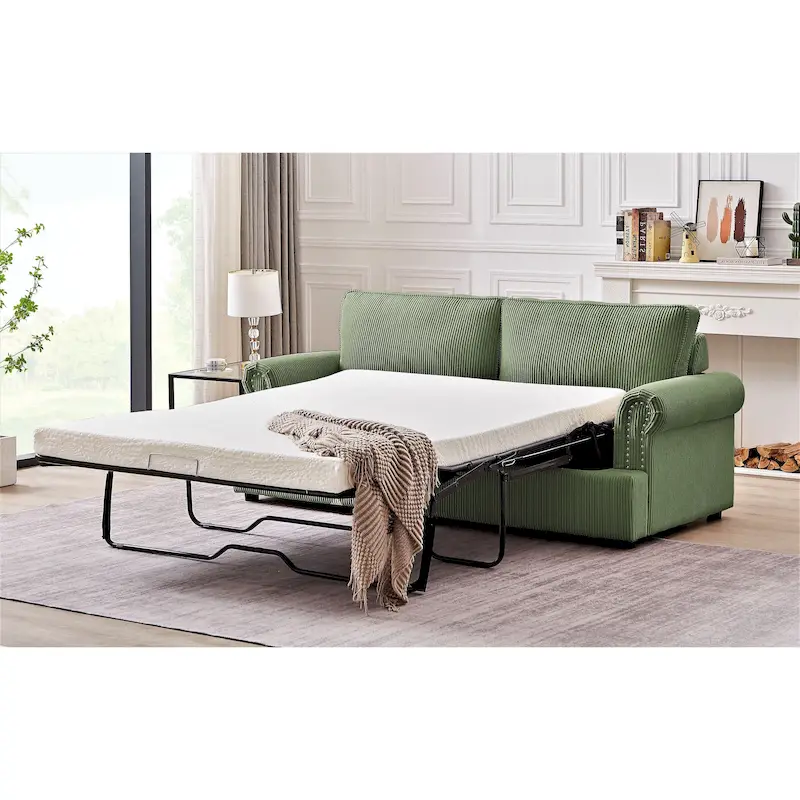 Viviana 76 inch Polyester Round Arm Sleeper Sofa