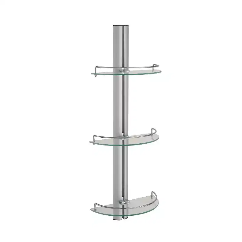 Three Tier Half Moon Glass Shelf Silver