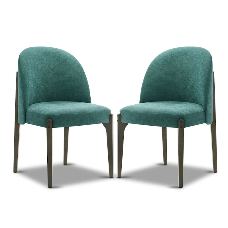 Poly & Bark Pietta Dining Chair (Set of 2) - Durable Fabric with Solid Wood Legs