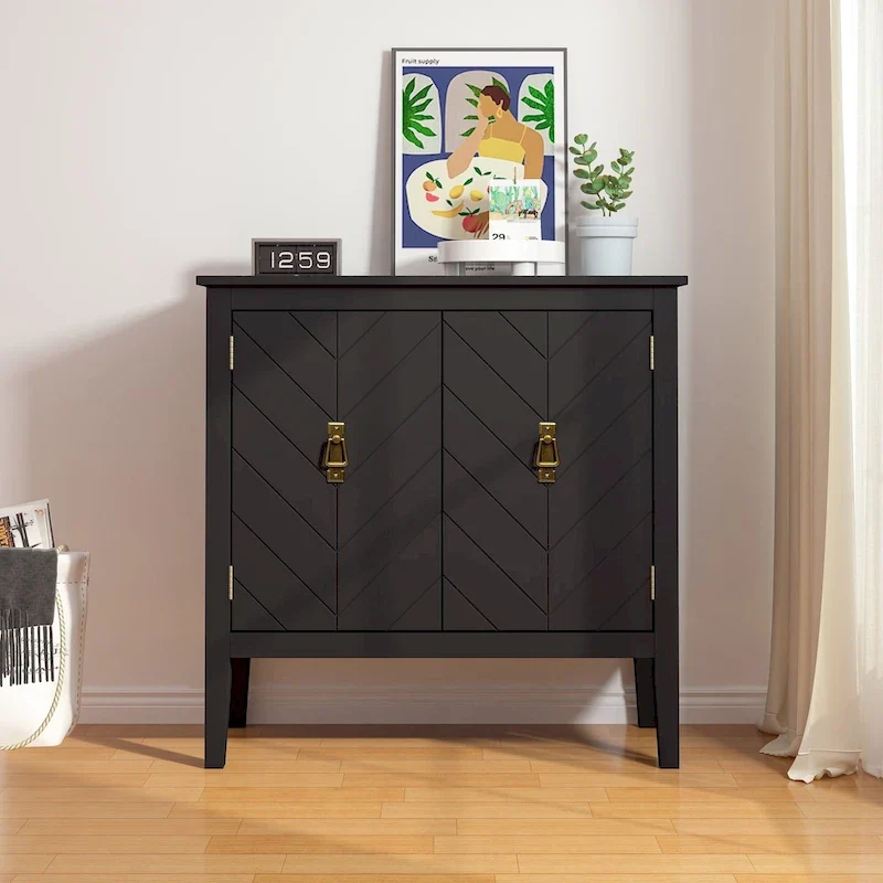 2 Door Wooden Cabinets, Wood Cabinet Vintage Style Sideboard for Living Room Dining Room Office