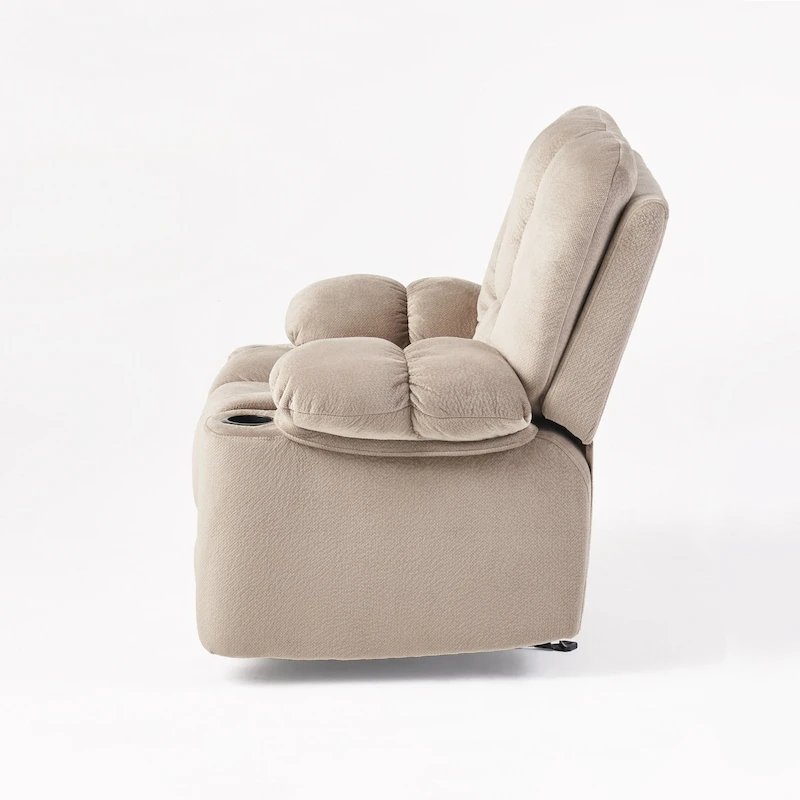 Roomfitters Luxurious Manual Recliner Chair in Chocolate with Skin-Friendly Fabric and Dual Cup Holders