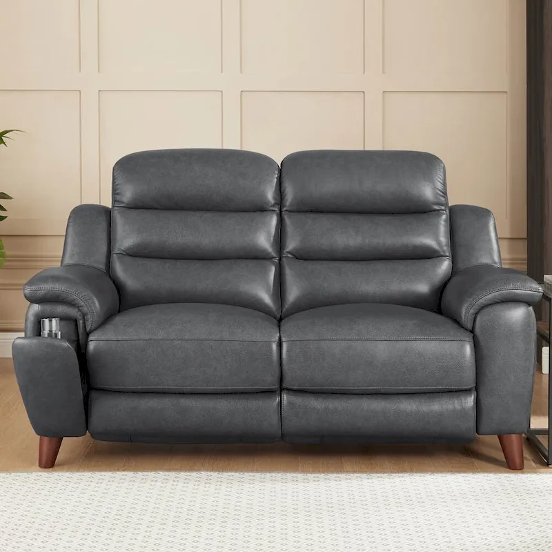 Hydeline Dream Top Grain Leather Power Headrest Zero Gravity Reclining Loveseat
