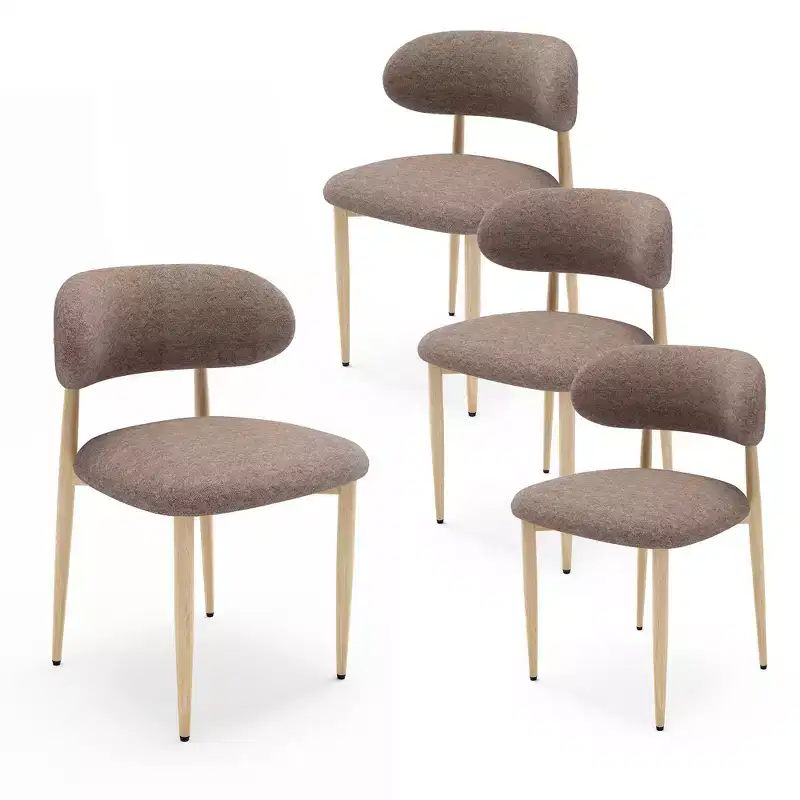 GDFStudio Adanna Modern Metal Upholstered Dining Chairs with Curved Backrest (Set of 4)
