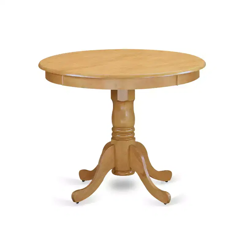 5-Piece Round Pedestal Dining Set – Oak, X-Back Chairs, Seats 4