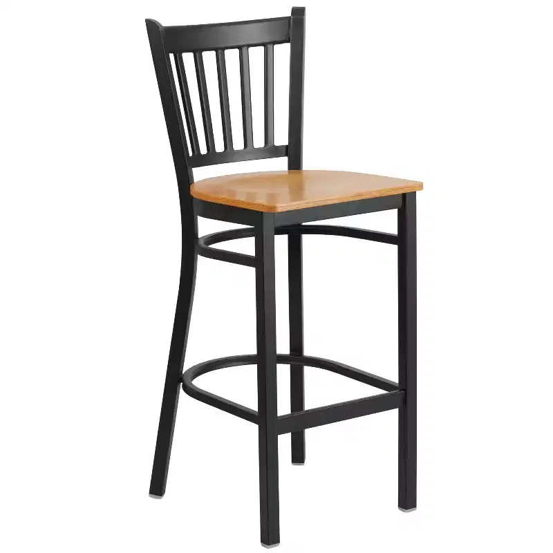Flash Furniture Black Vertical Back Metal Restaurant Barstool
