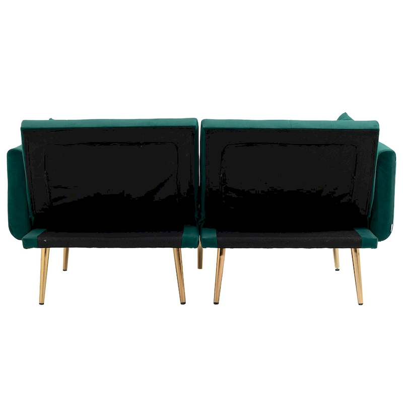 65.35 Velvet Futon Sofa Bed with Adjustable Backrest