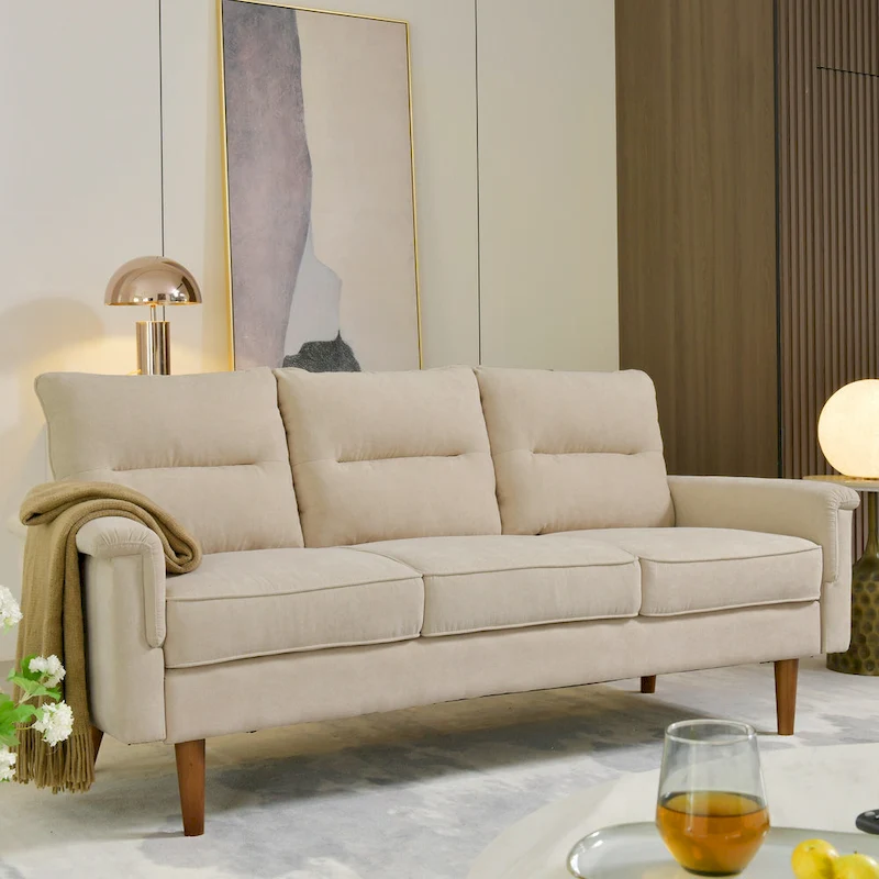 OVIOS Fluffy Cushion Wood Leg Indoor Sofa