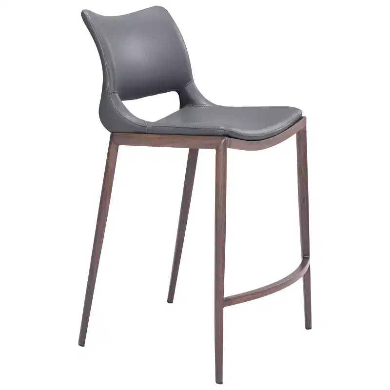 Set of 2 Laval Counter Height Barstool Chairs Dark Gray - ZM Home: Upholstered, Steel Legs, Modern Design