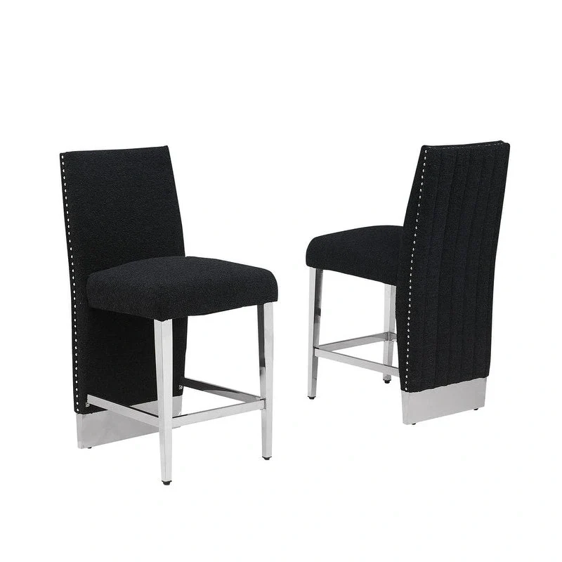 Best Quality Furniture Pleated Chrome Nailhead Trim Chair - N/A