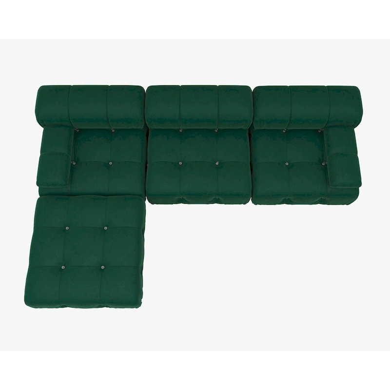 104 Wide Velvet Reversible Modular Sofa & Chaise with Ottoman