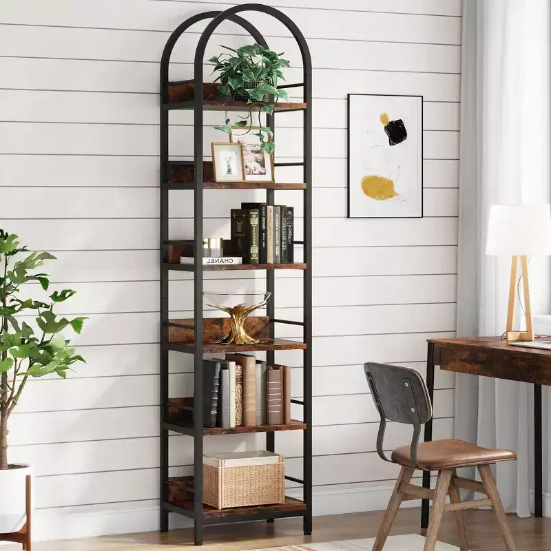 Lantine 6-Tier 78.7 Tall Arched Open Bookshelf