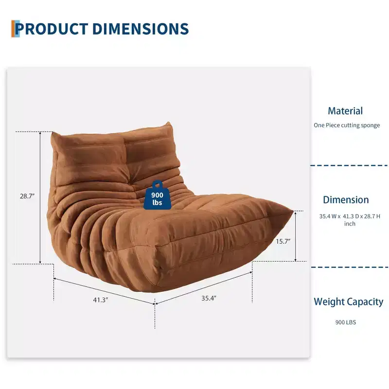 69 Inch Teddy Sofa, Loveseat Bean Bag Couch with Deep Seat, Upholstered Couches for Living Room, Bedroom, Apartment