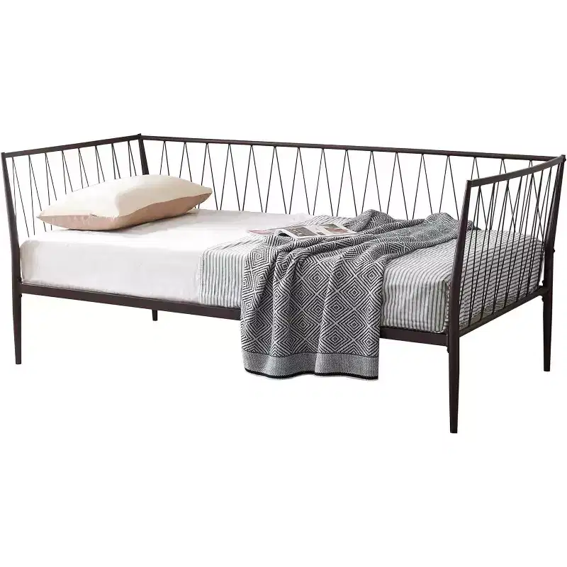 Modern Twin Size Metal Daybed Frame with Mattress Support, Day Bed for Living Room, Bedroom, Guest Room, Bronze
