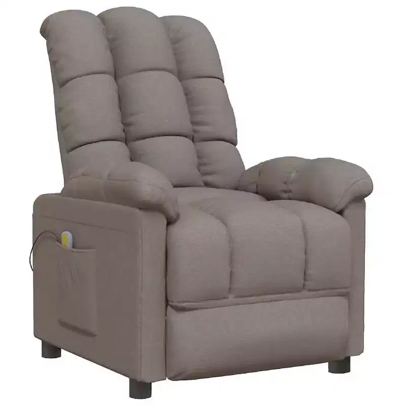 vidaXL Massage Chair Light Grey Fabric (100% polyester), Wood, Metal