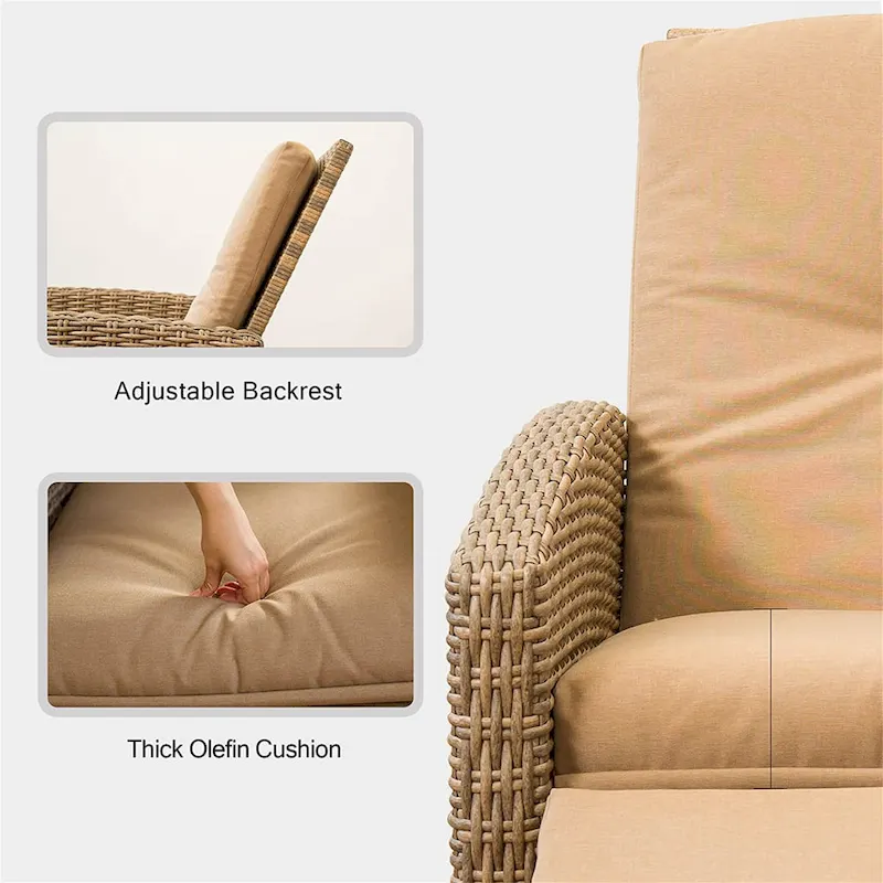 CUSchoice All-Weather Wicker Recliner with Cushion