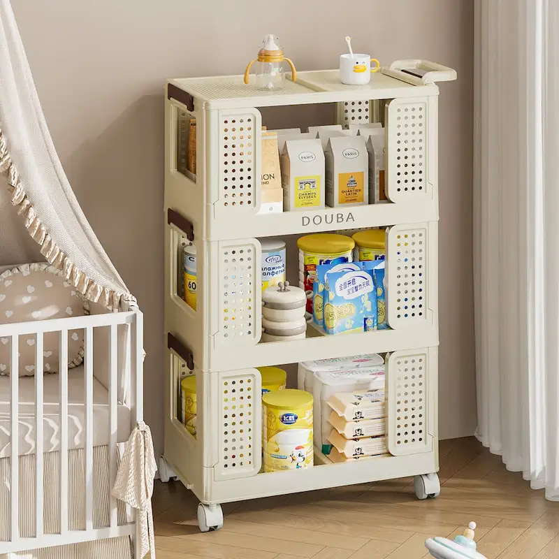 3-Tier Mobile Kitchen Cart with Lockable Wheels
