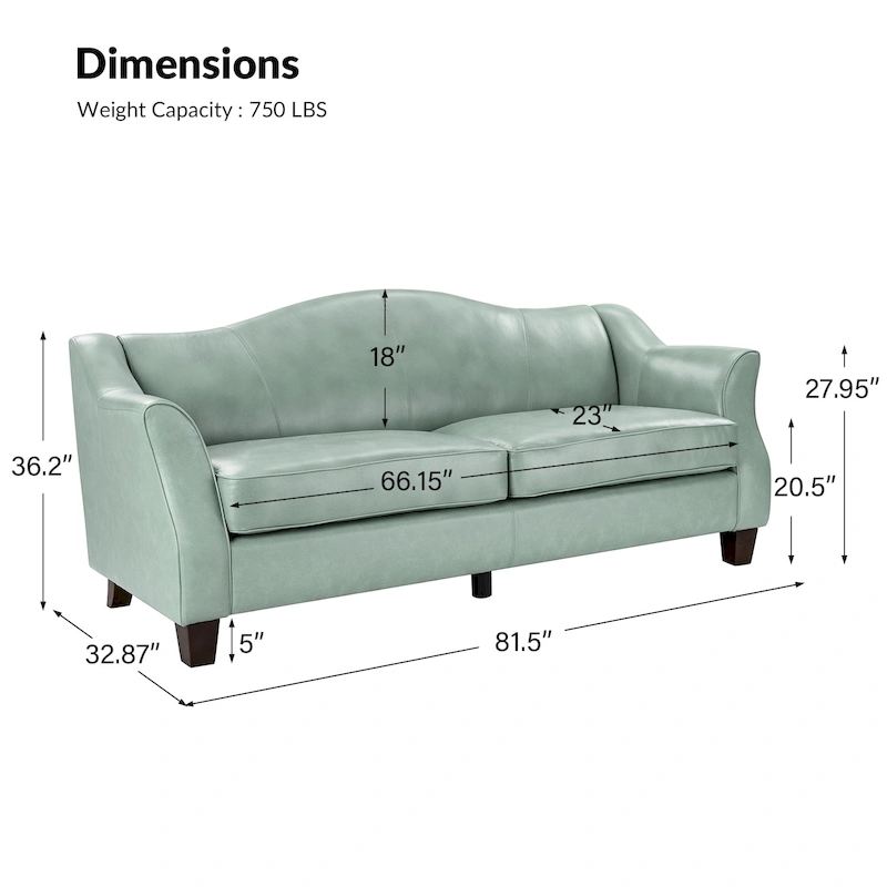 Sandra 81.5 Classic Genuine Leather Sofa With Solid Wood Legs By HULALA HOME