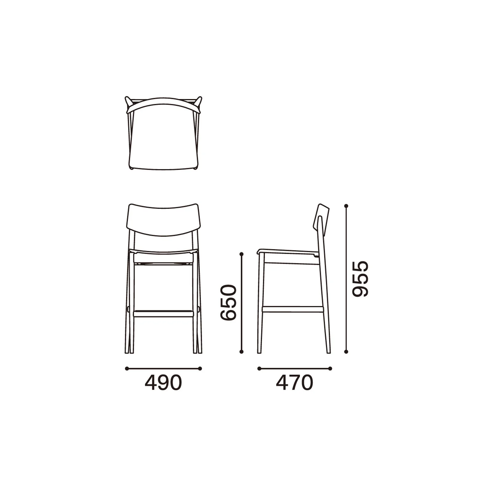 High stool (with curved backrest)