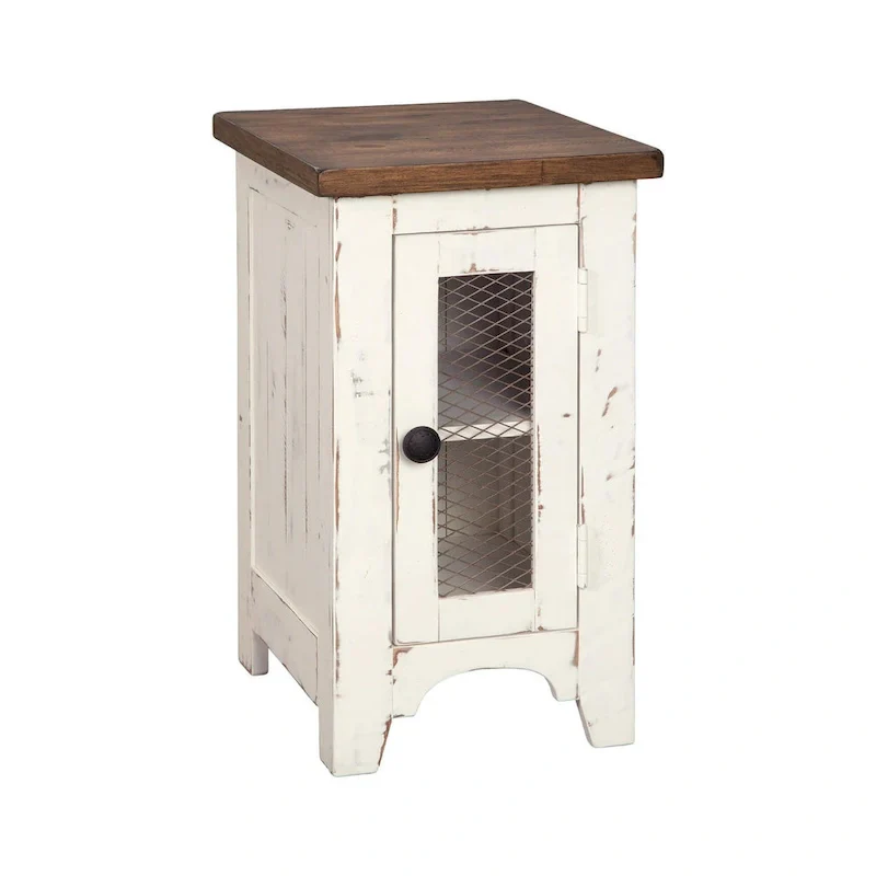 Sofa Side Table — White/Brown