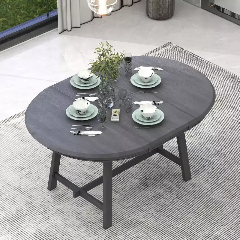 Round Extendable Wood Dining Table