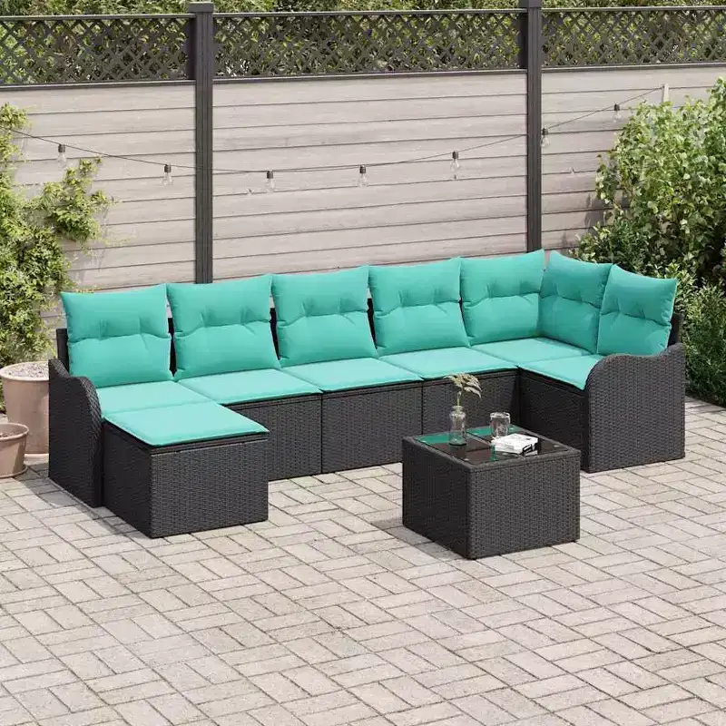 vidaXL Garden Sofa Set with Cushion 7 pcs Poly rattan