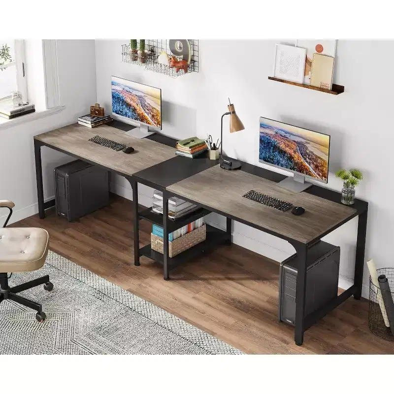 Lantine 90.5 Inch Large Double Home Office Computer Desk Two Person Study Table