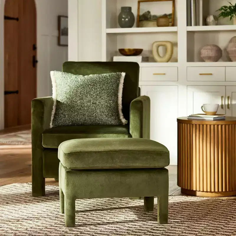 Bellfield Fully Upholstered Ottoman - Threshold designed with Studio McGee