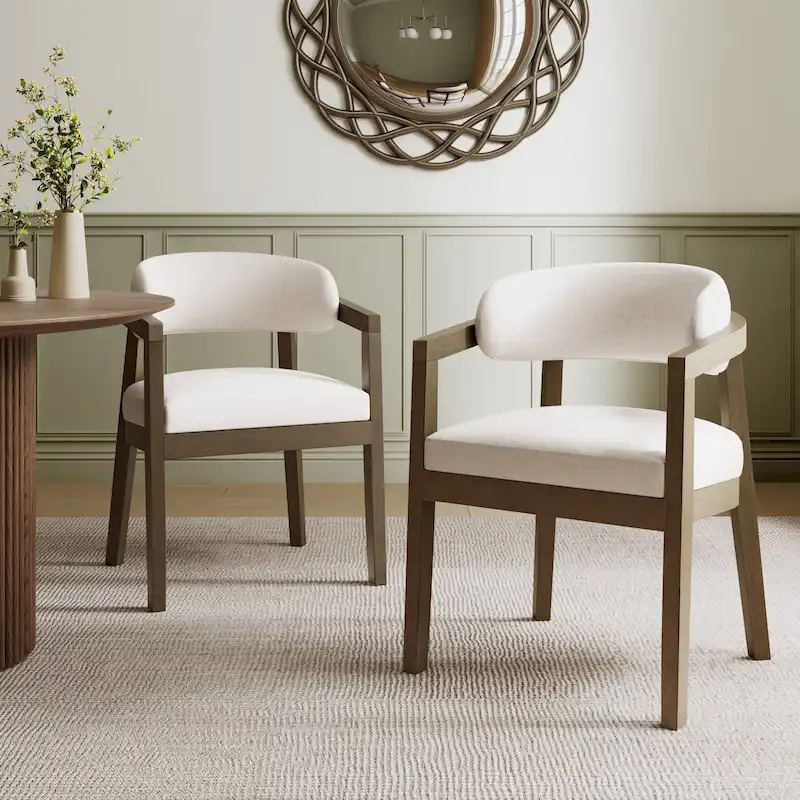 Christopher Knight Home - Carter Modern Dining Armchair Set of 2 with Upholstered Seating and Solid Wood Frame