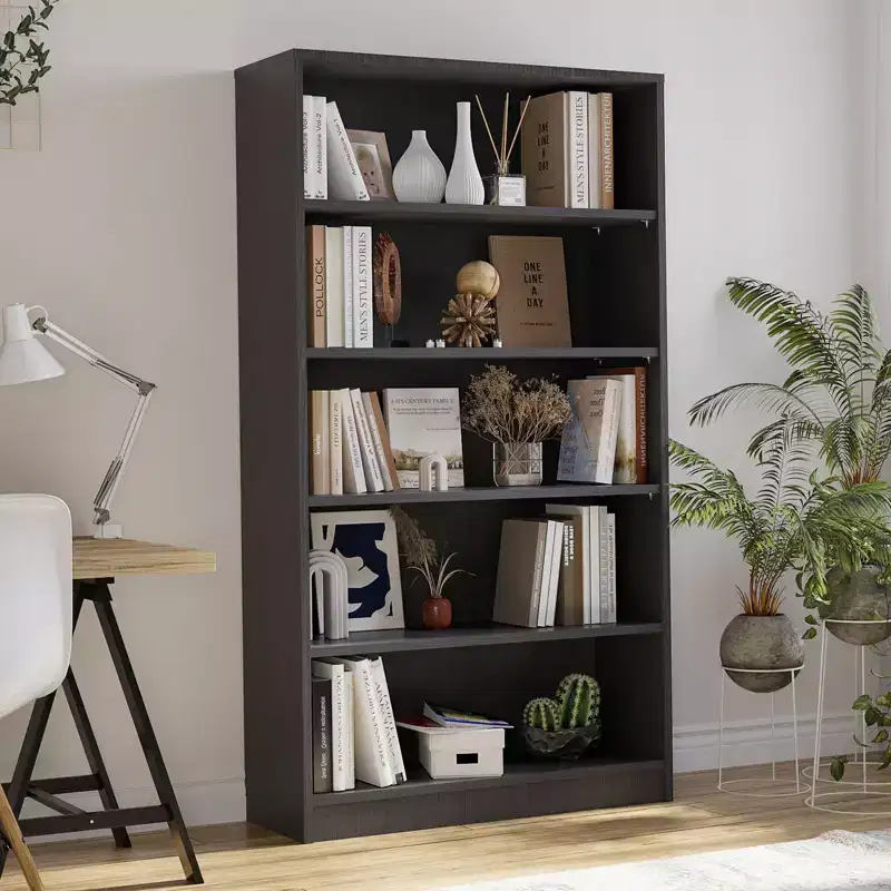 Okak 60 Inches Tall Modern Bookshelf, Bookcase with 5 Open Shelves, Freestanding Storage Organizer for Living Room, Office