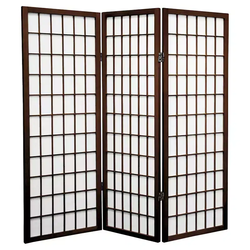 4 ft. Tall Window Pane Shoji Screen - (3 Panels)