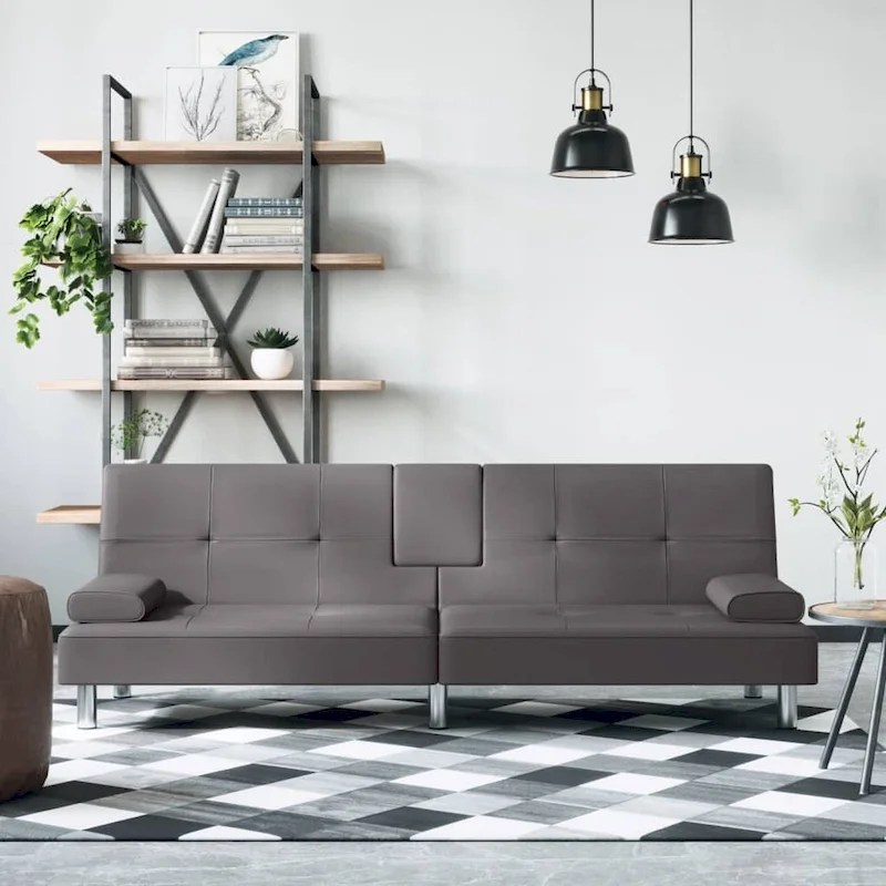 vidaXL Sofa Bed Foldable Sleeper Sofa Couch Bed with Cup Holders Faux Leather - 78.7 x 35 x 27.6