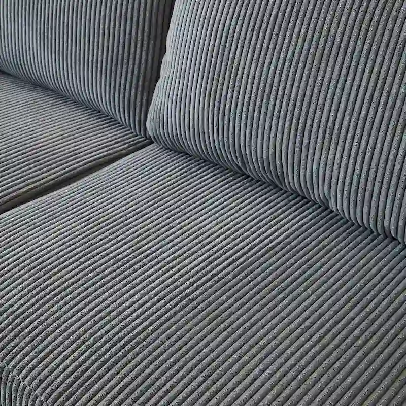 HOOOWOOO Living Room L-Shaped Polyester Fabric Reversible Chaise Sofa