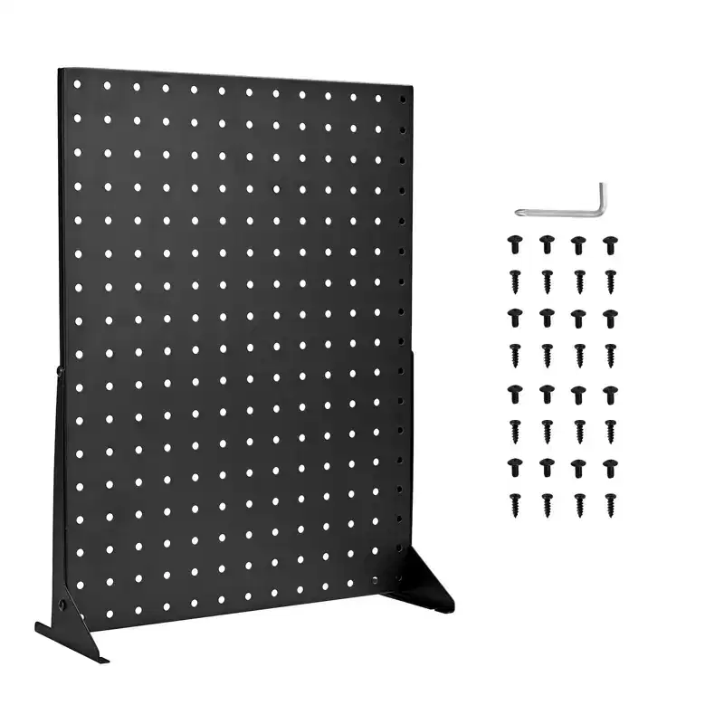 Pegboard Display Stand, Tabletop Accessories Rack Organizer, Thickened Cold-Rolled Steel Peg Board Panel, Black, 4PCS