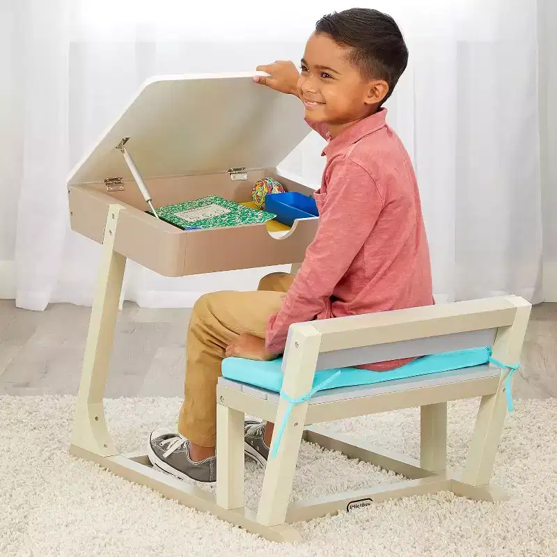 Kids Wooden Study Desk with Storage, Child-Sized Table for Learning and Creative Activities, 39x23 in Desktop