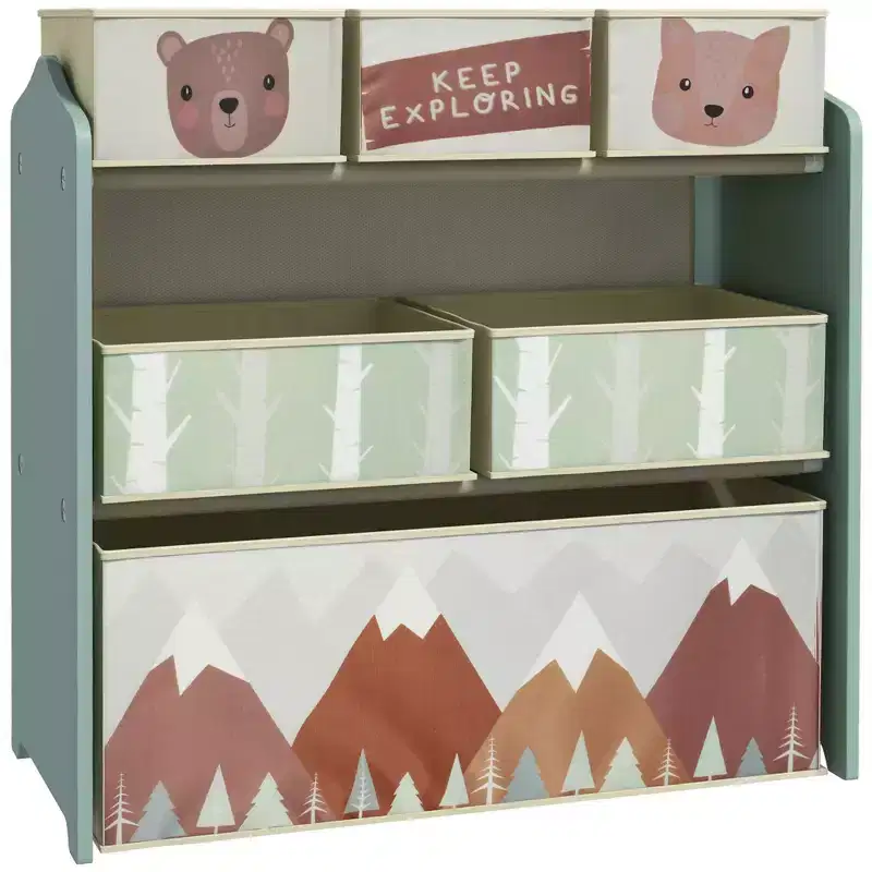 Kids Toy Organizer with 6 Storage Bins and 3 Shelves, Children's Bedroom Storage Unit