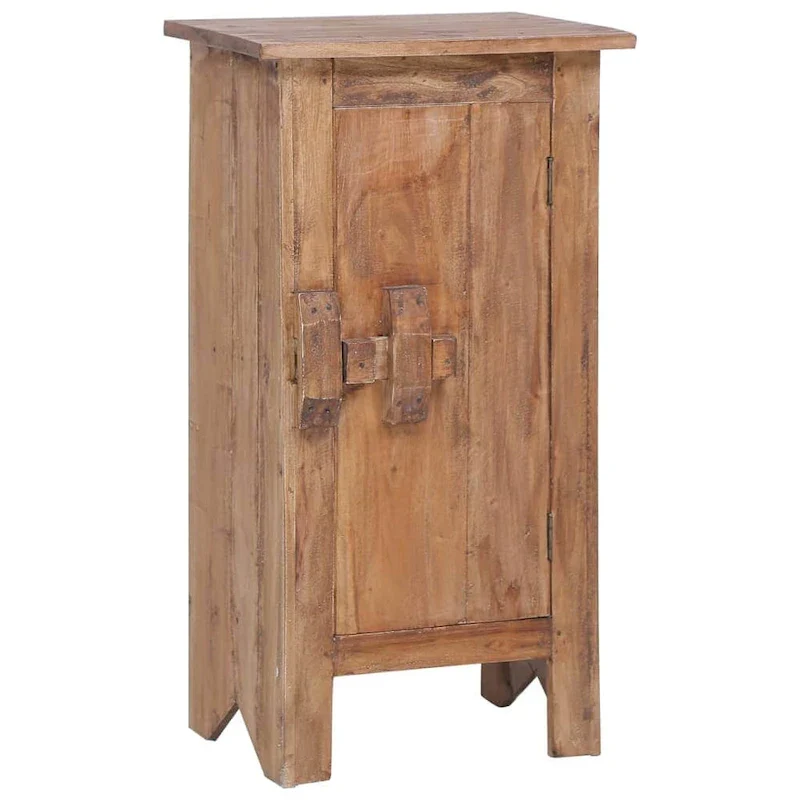Brown Solid Mahogany Wood Nightstand with Cabinet Door, 3 Sizes