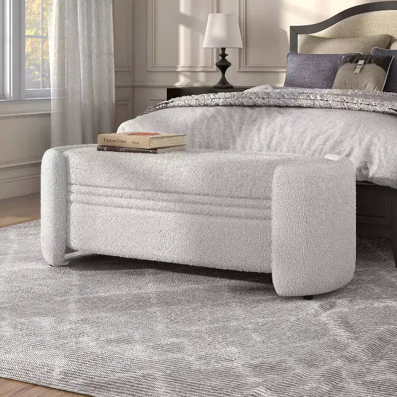 Makine Glam Boucle Storage Bench for Bedroom and Entryway - HOMES: Inside + Out